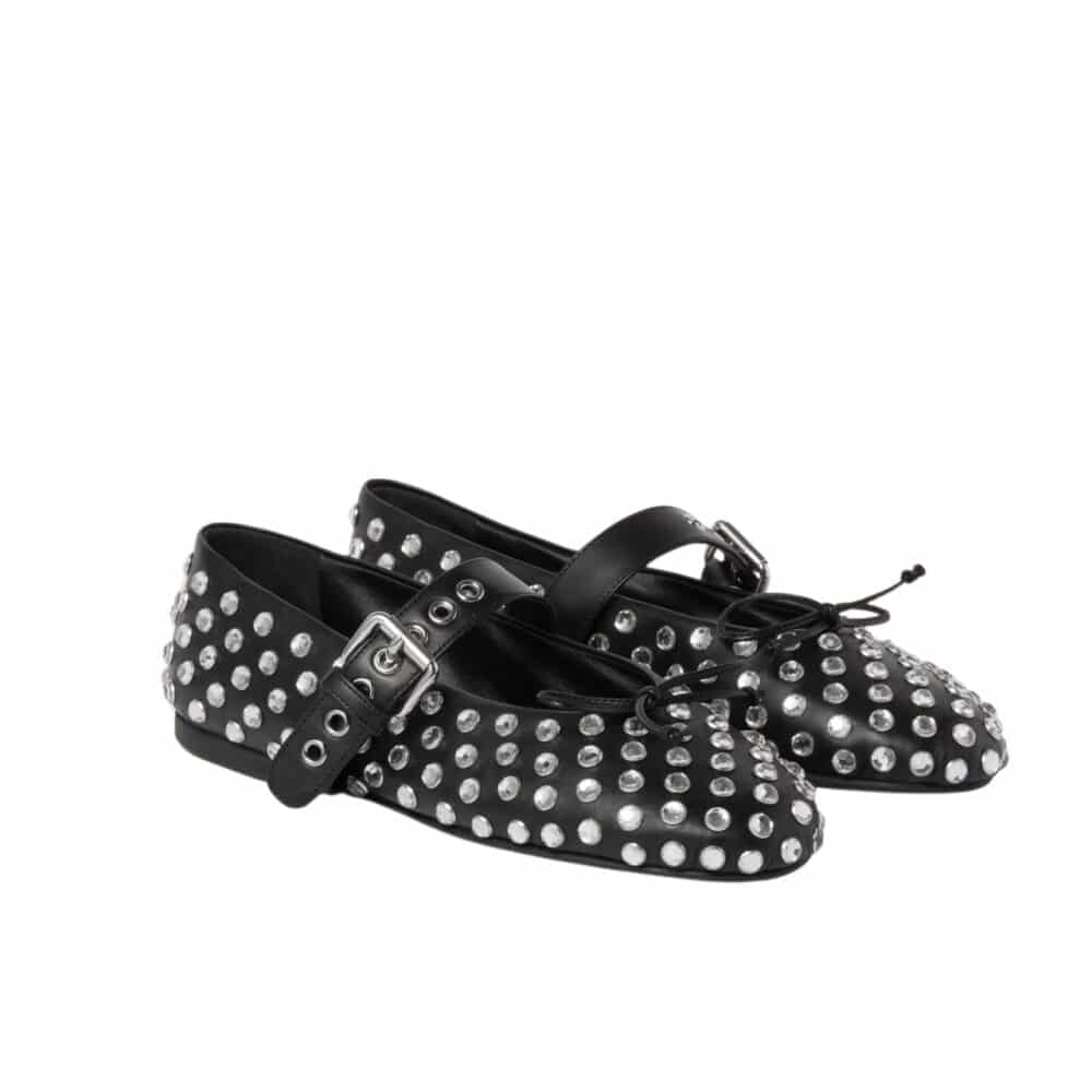 MIUMIU LEATHER BALLERINAS IN BLACK 5F212E 070 F0002 F 005