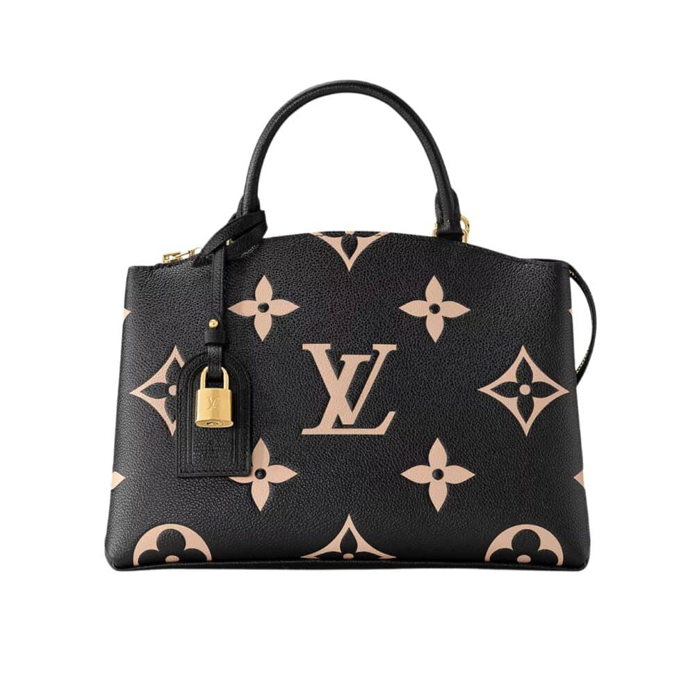 LOUIS VUITTON PETIT PALAIS BICOLOR MONOGRAM EMPREINTE BLACK AND BEIGE 28CM M58915