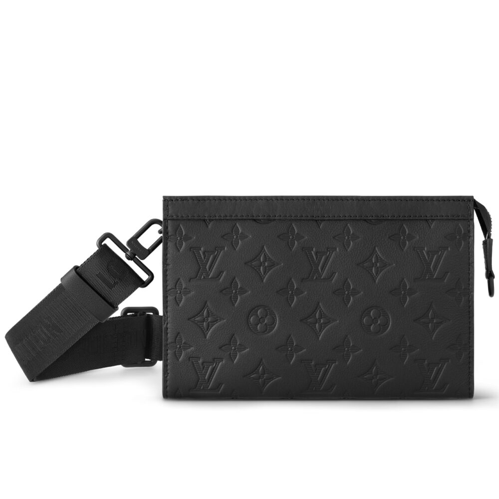 LOUIS VUITTON GASTON WEARABLE WALLET MONOGRAM SHADOW BLACK 22CM M81115