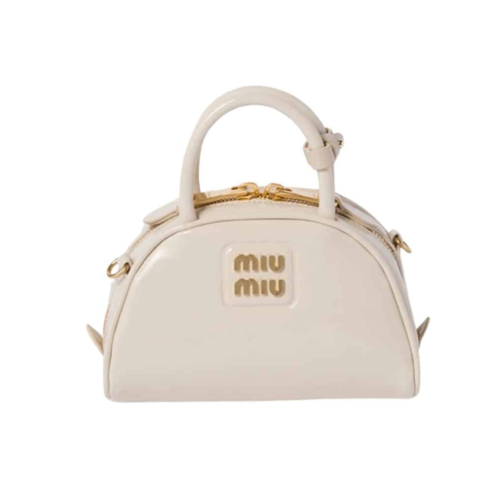 MIUMIU LEATHER TOP HANDLE BAG WHITE 23CM