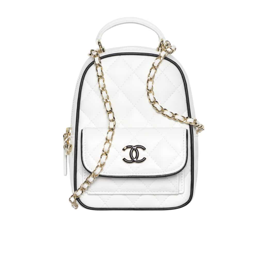 CHANEL MINI BACKPACK WHITE AND BLACK 13CM AP4514 B19460 NAFJQ