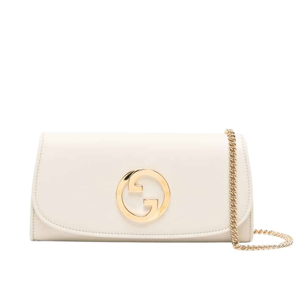 GUCCI BLONDIE CONTINENTAL CHAIN WALLET WHITE 21CM