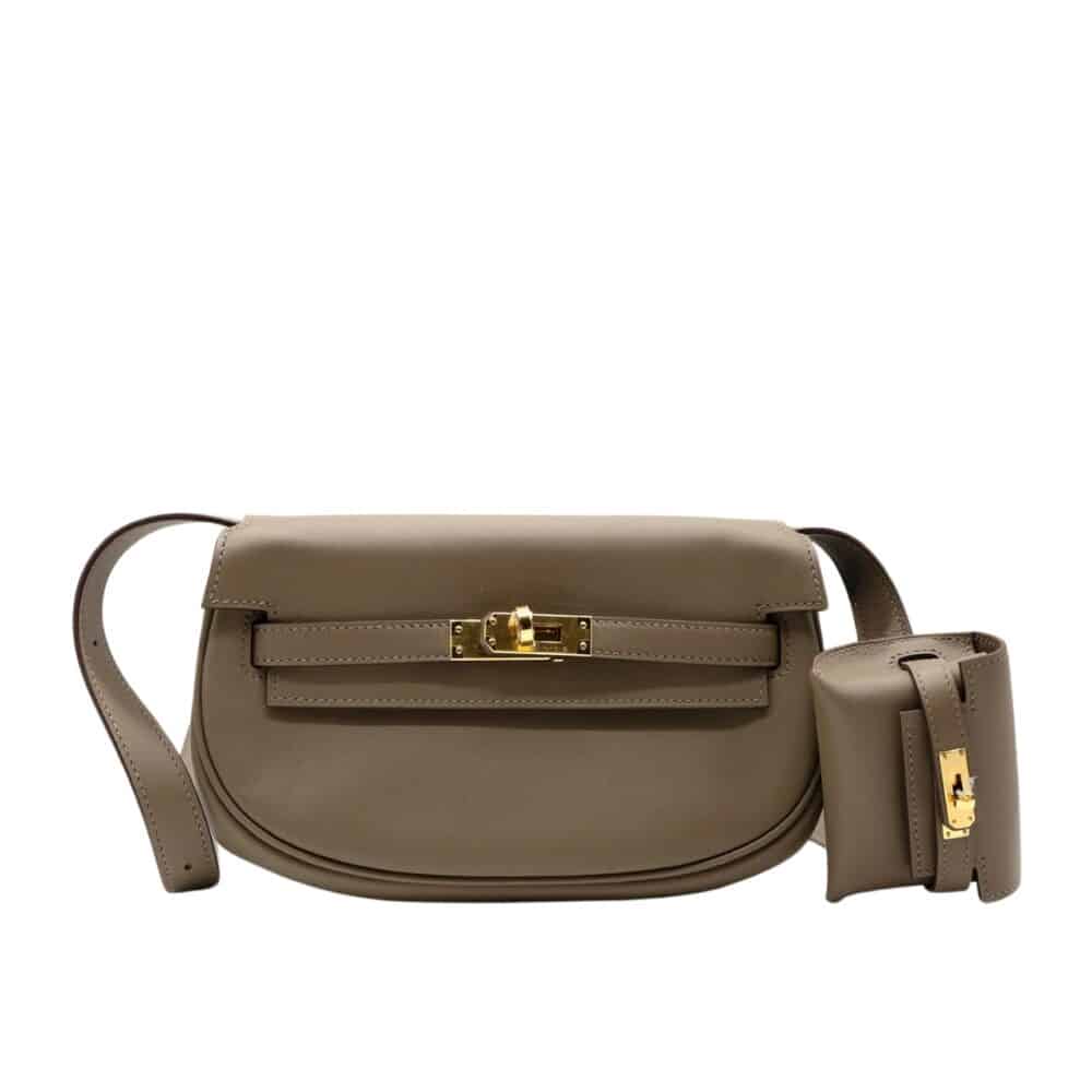 HERMES KELLY MOOVE SWIFT GOLD HARDWARE ETOUPE 17CM