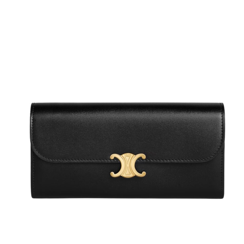 CELINE LARGE WALLET TRIOMPHE IN SHINY BLACK 19CM 10E313DPV 38NO