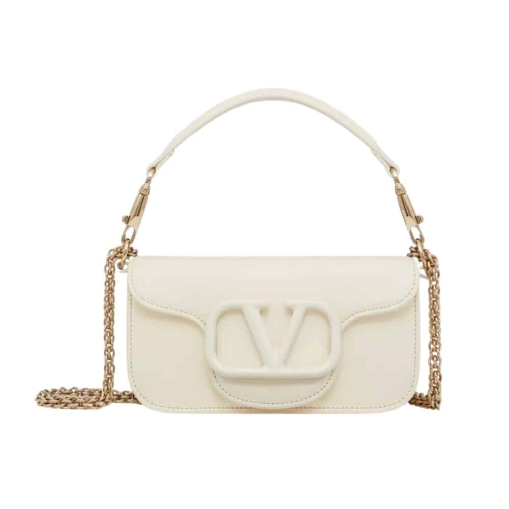 VALENTINO GARAVANI LOCÒ SHOULDER BAG IN IVORY 27CM