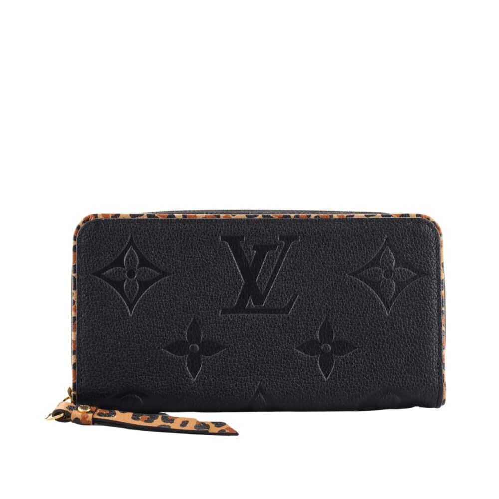 LOUIS VUITTON ZIPPY WALLET WILD AT HEART MONOGRAM EMPREINTE GIANT BLACK 19CM