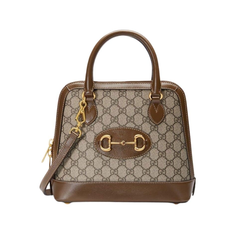 GUCCI HORSEBIT 1955 BEIGE DARK BROWN 20CM