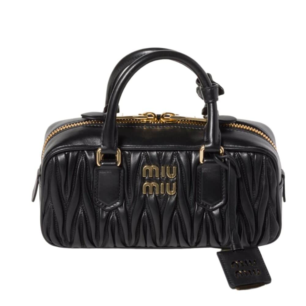 MIUMIU ARCADIE MATELASSÉ NAPPA BAG BLACK 22CM 5BB142 N88 F0002 V OON