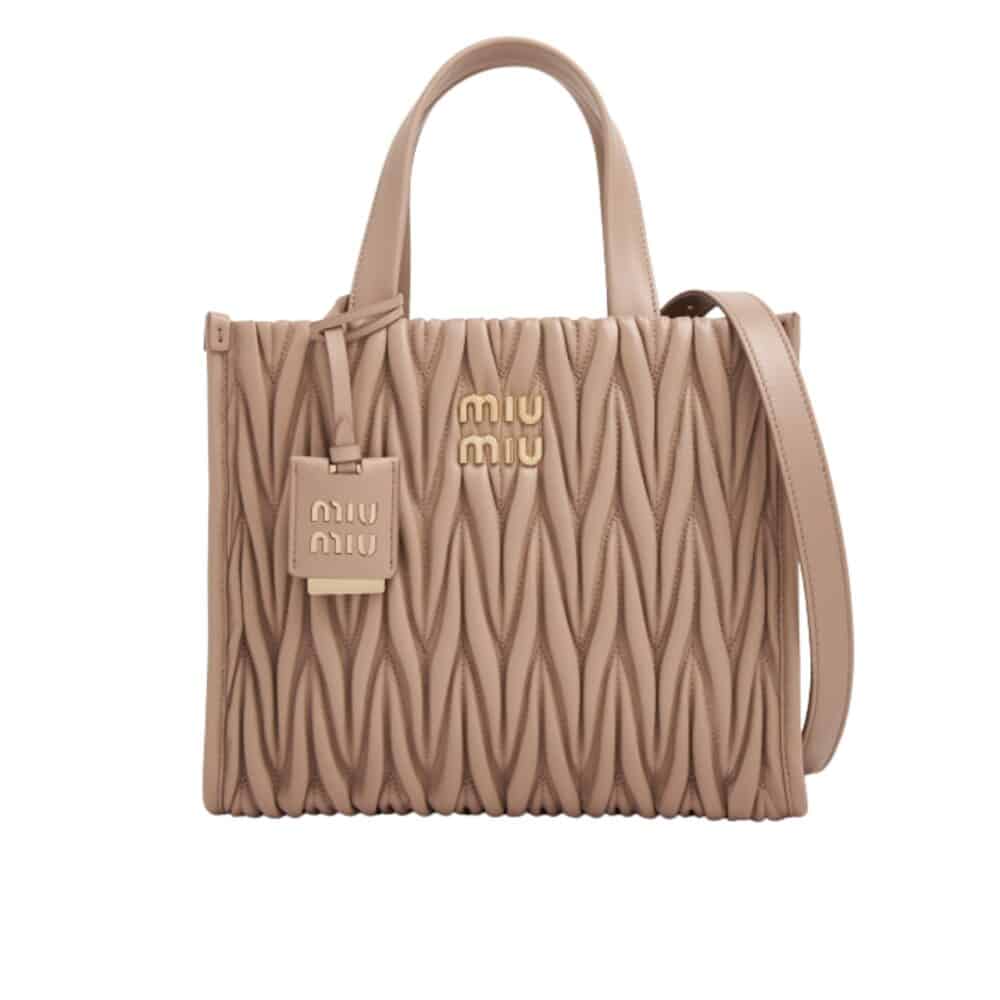 MIU MIU MATELASSÉ TOTE BAG PINK 24CM