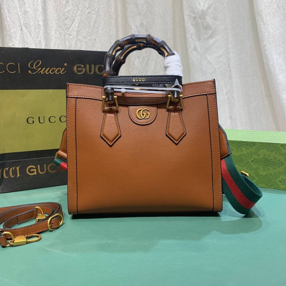 GUCCI DIANA TOTE BAG BROWN 27CM