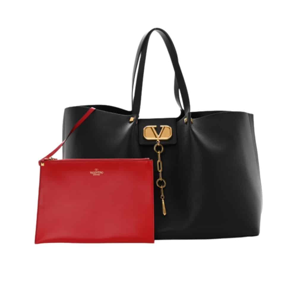 VALENTINO GARAVANI LARGE VLOGO ESCAPE SHOPPER TOTE BLACK 41CM