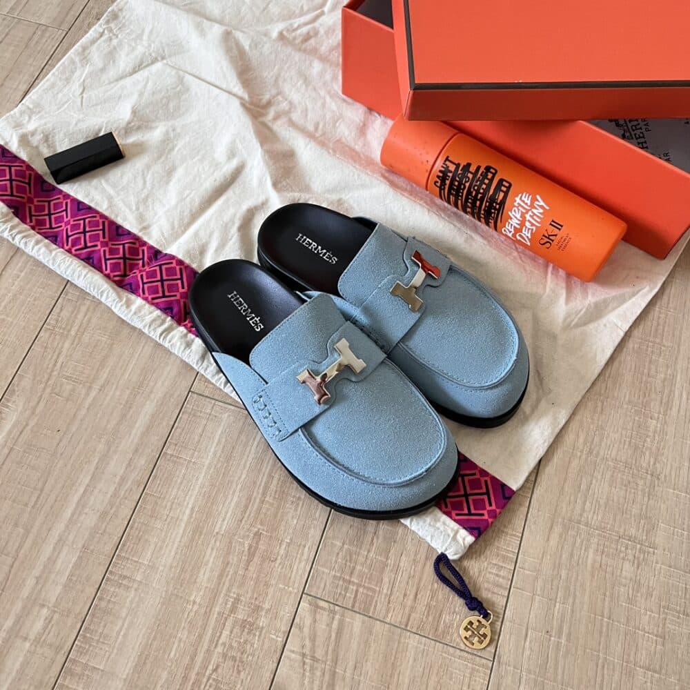 HERMÈS GO MULE H SANDAL IN BLUE - Image 4