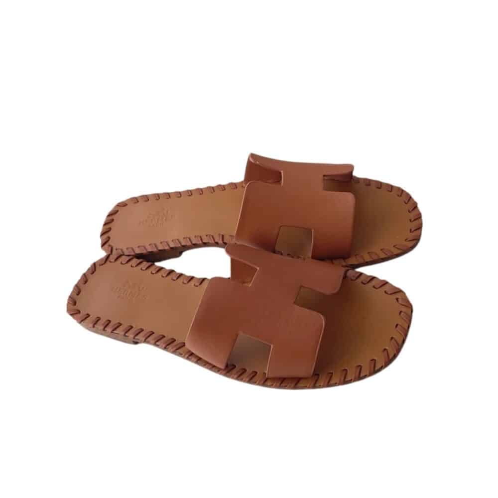 HERMÈS ORAN SANDALS STITCHING IN BROWN