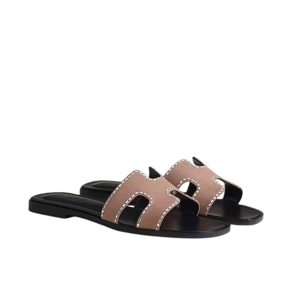 HERMES ORAN SANDAL BROWN AND BLACK