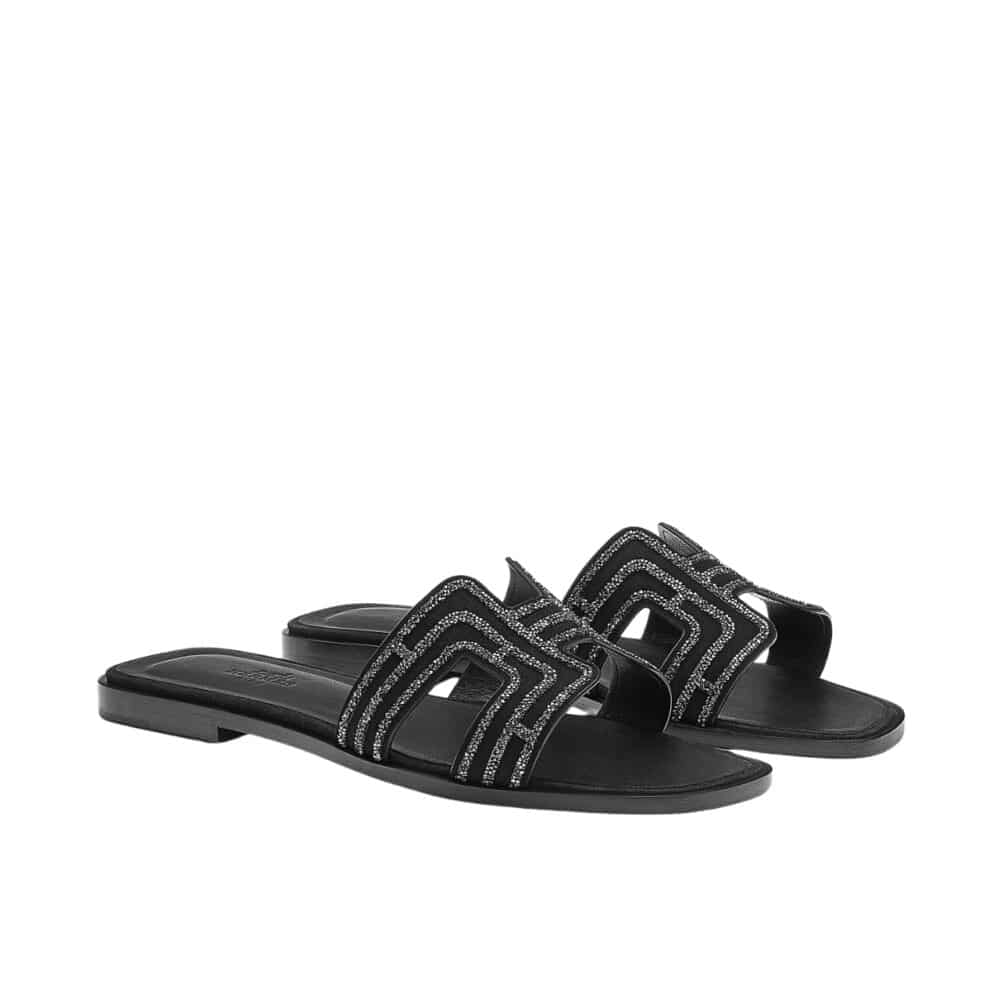 HERMES ORAN SANDAL CRYSTLE BLACK H212010Z 02360