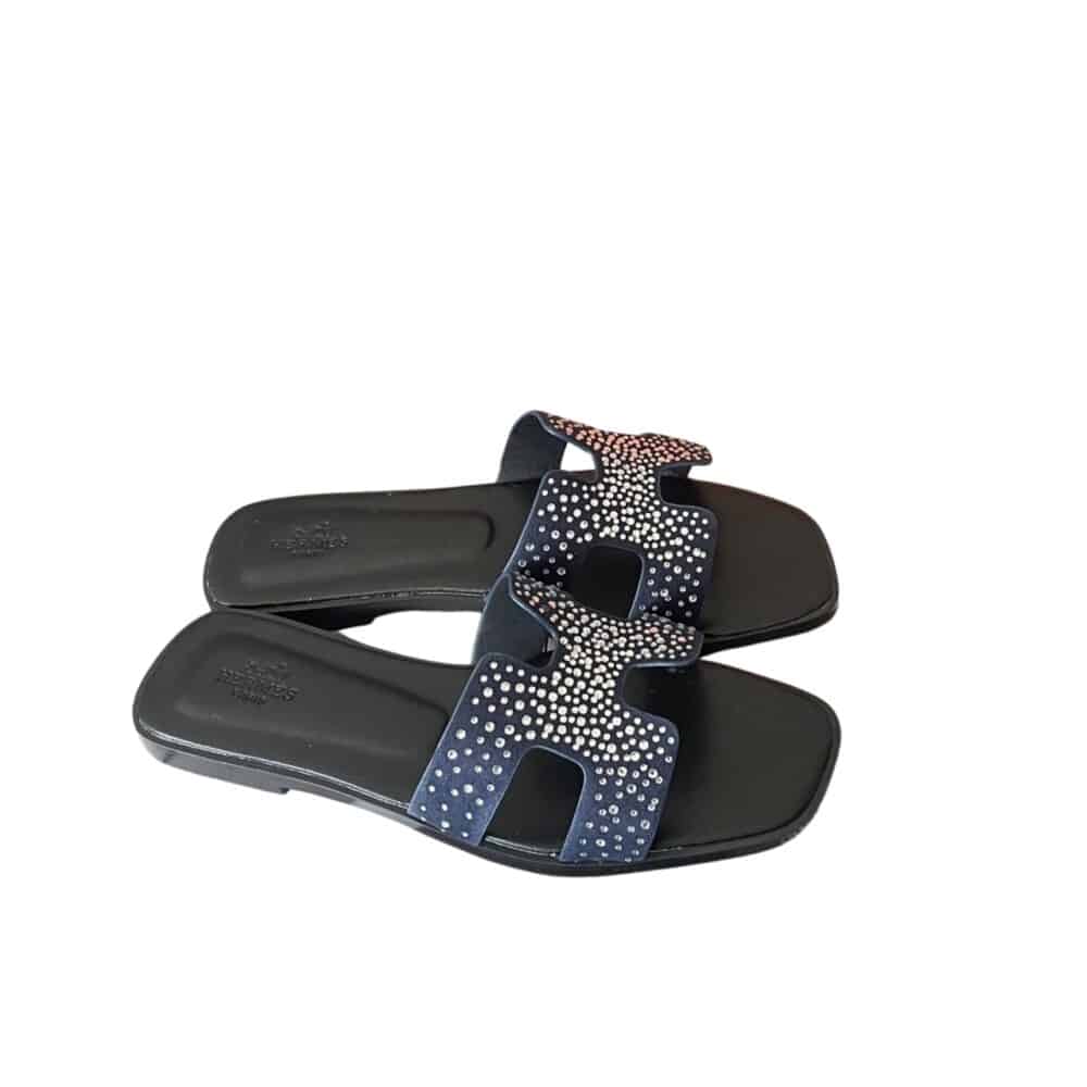 HERMES ORAN SANDAL CRYSTLE BLUE