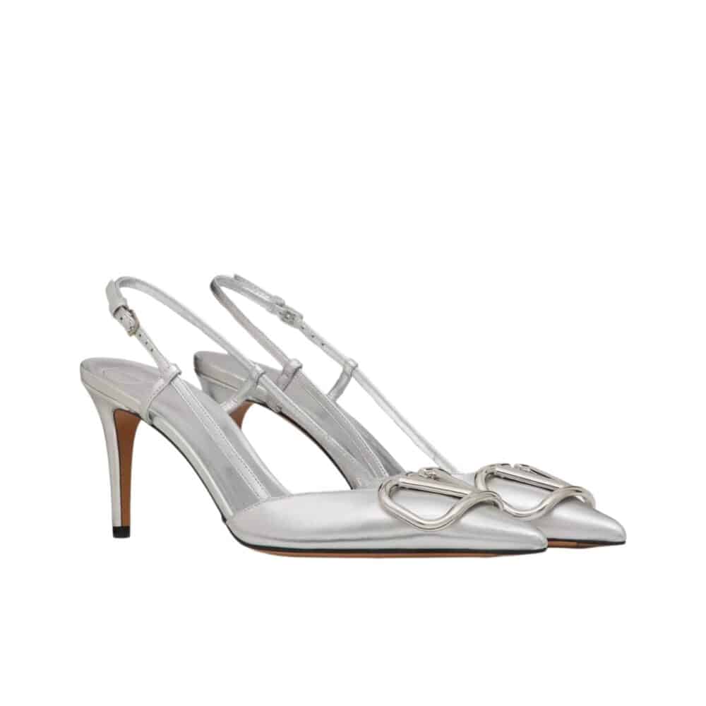 VALENTINO VLOGO SIGNATURE SLINGBACK PUMP IN SILVER 3W0S0R01YJS S13