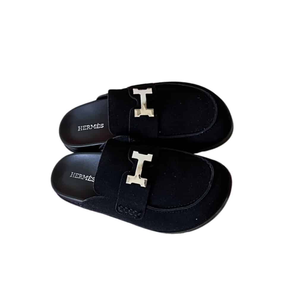 HERMÈS GO MULE H SANDAL IN BLACK