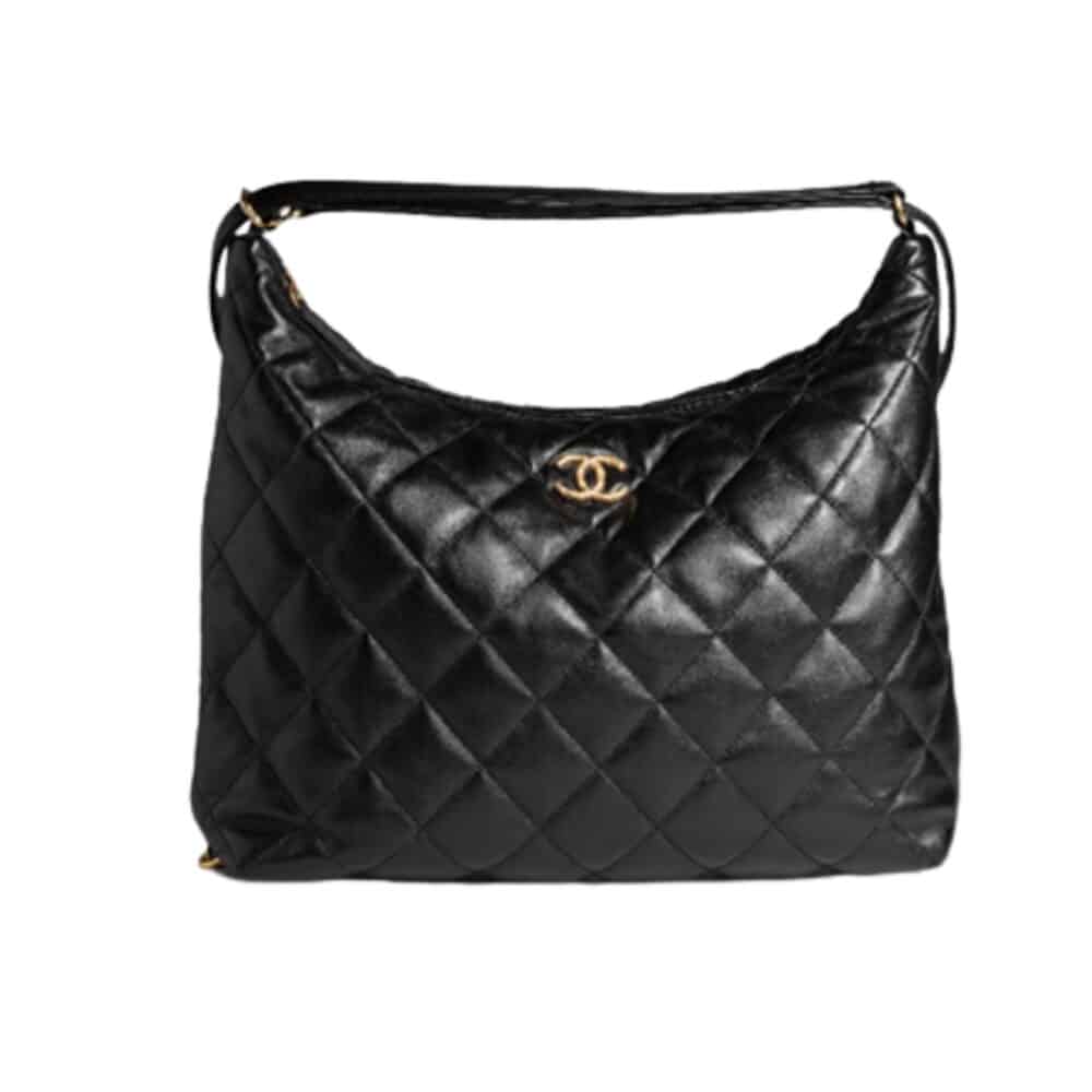 CHANEL MAXI HOBO BAG BLACK 19CM